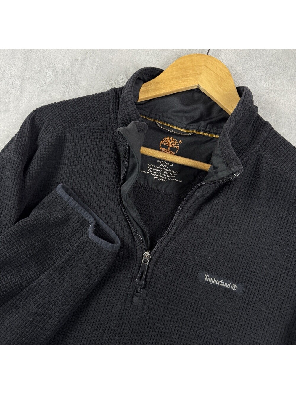 Timberland Men 1/4 Zip Waffle Knit Grid Fleece Shirt Size XL Pullover Outdoor